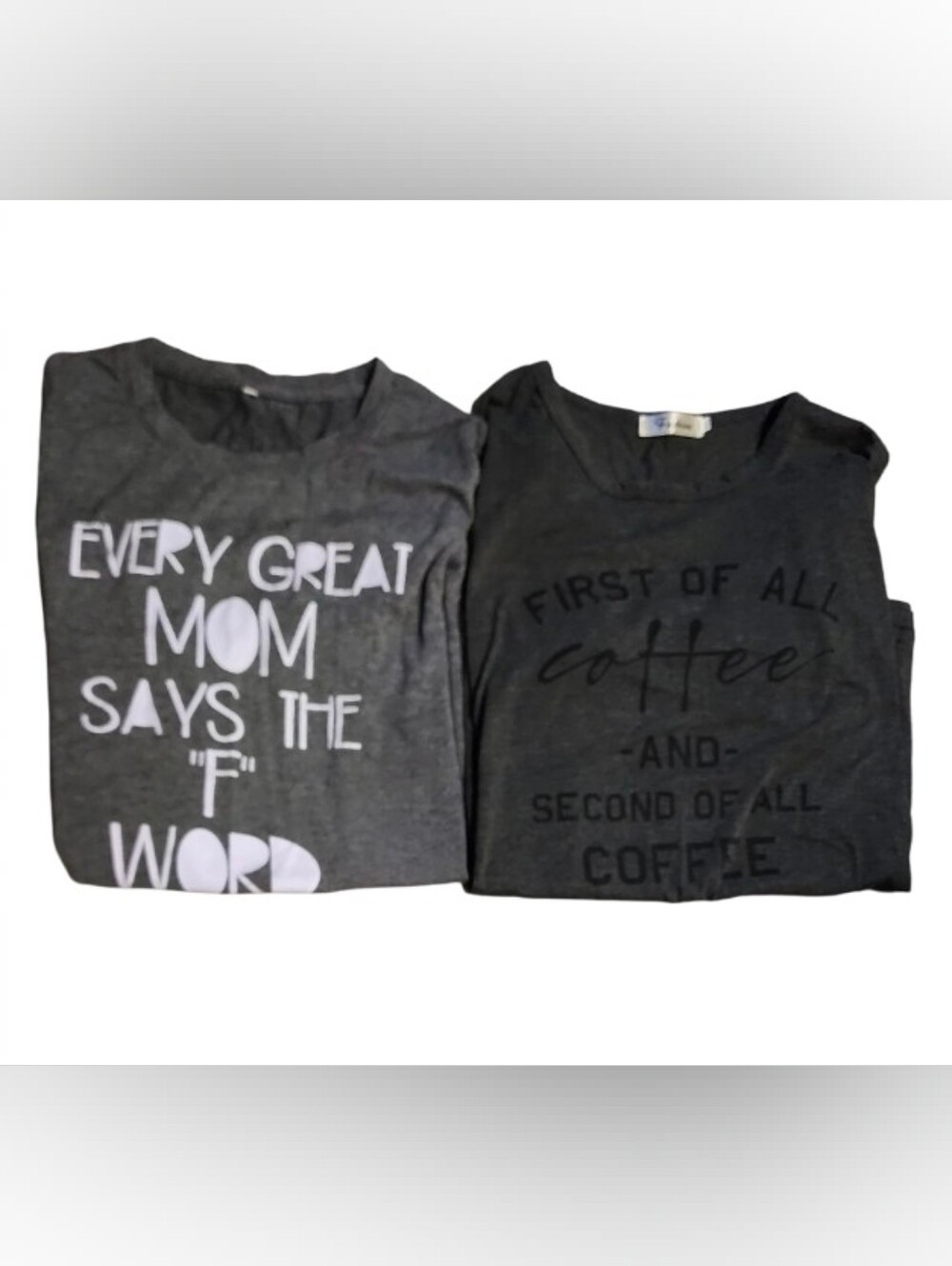 Women's Gray Graphic Tees - Set of 2, Size XL